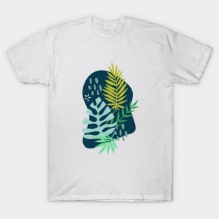 Tropical Leaves - Blue T-Shirt